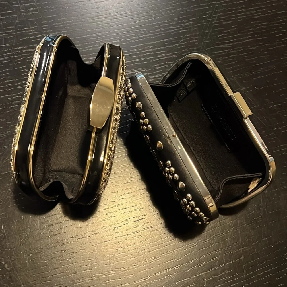 Express Stylish Black and Gold Clutch set of 2